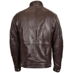 Men's Standing Collar Biker Leather Jacket Tony Brown Every Season Gift For Him