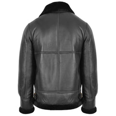Men’s Classic B3 Original Sheepskin Jacket – Black Aviator Bomber Coat | Regals Leather
