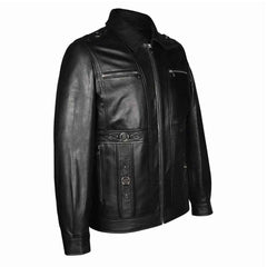 Benjo Black Leather Men’s Jacket – Classic Biker Style & Premium Comfort