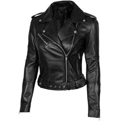 Real Leather Biker Jacket for Women – Classic Motorcycle Style & Premium Quality