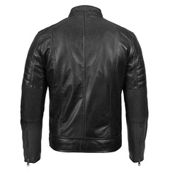 Austin Men's Cafe Racer Black Leather Jacket Regals Leather