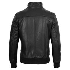 Regals Leather Men's Black Real Cowhide Leather Bomber Jacket