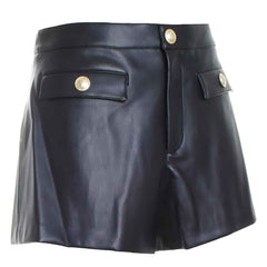 Faux Leather Short For Women's Gold-tone Metal Hardware