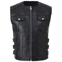 Best Design Men`s Biker Motorcycle Faux Leather Vest Comfortable Sleeveless Men's Leather Vest