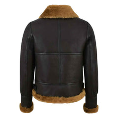 Women’s B3 RAF Bomber Jacket – Brown Aviator Flying Shearling Fur Real Leather Coat