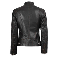 Dodge Women’s Vintage Rub-Off Brown Leather Jacket – Regals Leather