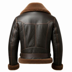 Regals Leather Men’s Sheepskin B3 Aviator Jacket – Genuine Leather Bomber with Shearling Collar