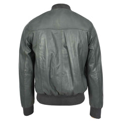 Men’s Grey Leather MA-1 Bomber Jacket | Ryan Flight Style Jacket for Men