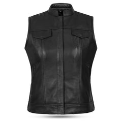 Best Quality Women's Genuine Cowhide Leather Vests – with Side Zippers