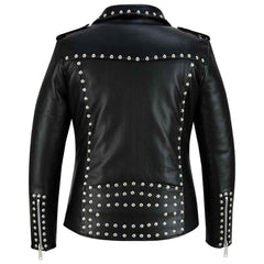 High Quality Iron Stud Women’s Studded Leather Biker Jacket