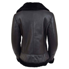 Women’s Merino Sheepskin Aviator Leather Jacket – Isabelle Black | Regals Leather