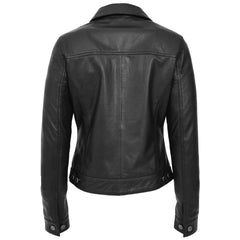 Regals Leather Women's Soft Genuine Leather Trucker Style Jacket Alma Black