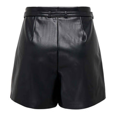 Mid Waist Regular Fit Synthetic Leather Shorts For Women's