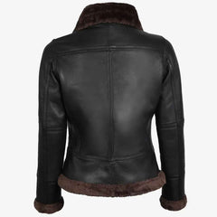 Genuine Leather Shearling Bomber Jacket Women | RAF B3 Aviator Flying Biker Style | Cozy Winter Coat
