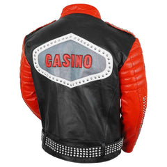 Mens Brando Studded Jacket Black Motorcycle Rock Punk Spiked Brando Biker Genuine Leather Jacket