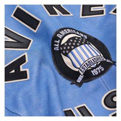 Top Quality Men’s Avirex Leather Jacket Denim Blue Leather Bomber Jacket Iconic Style