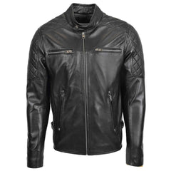 Regals Leather Men’s Quilted Biker Jacket – Jackson Black Genuine Leather
