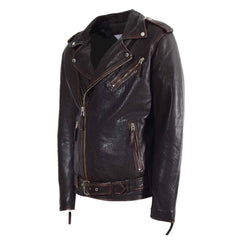 Men’s Real New Zealand Leather Biker Jacket – Brando Style Zip Nelson | Regals Leather