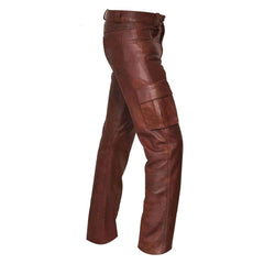 Leather Pants for Men Sweatpants with Cargo Pockets Slim Skinny Faux Leather Pants Trousers