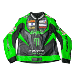 Chaqueta de Cuero de Moto Premium Hecha a Mano – Estilo Ninja Inspirado en Kawasaki para Hombre