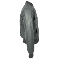 Men’s Grey Leather MA-1 Bomber Jacket | Ryan Flight Style Jacket for Men