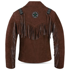 Women's Brown Suede Fringe Jacket – Western Cowgirl Leather Coat Vintage Style