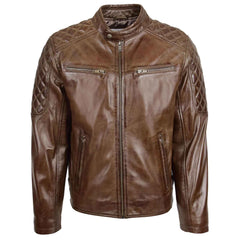 Regals Leather Men’s Quilted Biker Jacket – Jackson Timber Distressed Leather