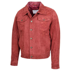 Men’s Real Suede Trucker Harrington Jacket – Daryl Burgundy Goat Suede Classic