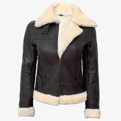 Women’s Dark Brown B3 Shearling Bomber Jacket – Vintage Aviator Style | Regals Leather
