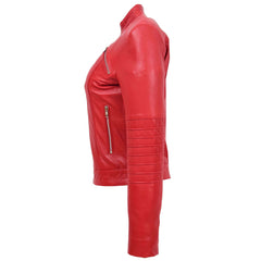 Classic Women’s Leather Biker Jacket in Alice Red – Genuine Moto Style