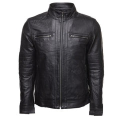 High Quality Men's Black Leather Jacket With Removable Hoodie
