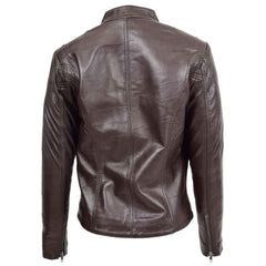 Women’s Real Leather Standing Collar Jacket – Becky Brown Classic Fit