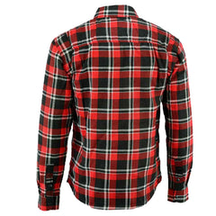 Regals Leather Red/White Exo Motorcycle Flannel Shirt with Kevlar Lining – CE Protective Riding Gear