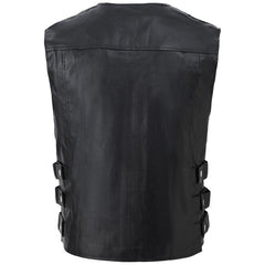 Best Design Men`s Biker Motorcycle Faux Leather Vest Comfortable Sleeveless Men's Leather Vest