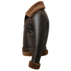 Regals Leather Men’s Sheepskin B3 Aviator Jacket – Genuine Leather Bomber with Shearling Collar