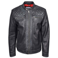 Men’s Real Leather Biker Jacket – Black Cafe Racer Style | Regals Leather