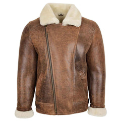 Men’s Vintage Brown Sheepskin Aviator Jacket | Blen Pilot Flight Leather Jacket