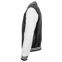 Garry Black & White Leather Varsity Jacket for Men – Classic College Boy Style