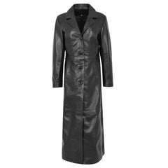 Women’s Full-Length Leather Coat – Gabbie Classic Black Genuine Leather Jacket