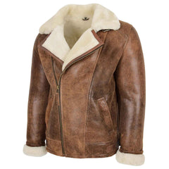 Men’s Vintage Brown Sheepskin Aviator Jacket | Blen Pilot Flight Leather Jacket