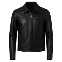 Regals Leather Mark Men's Harrington Black Lambskin Leather Jacket