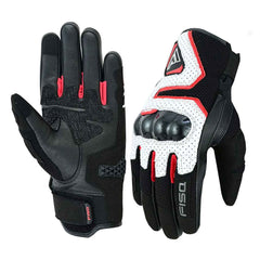 Guantes de moto de piel de cabra FISA FX3 Blancos/Rojos