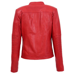 Classic Women’s Leather Biker Jacket in Alice Red – Genuine Moto Style