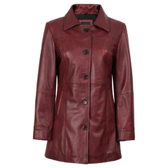 Regals Leather Kandis Women's Burgundy Genuine Leather Car Coat