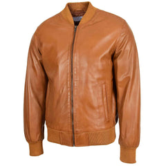 Men’s Leather MA-1 Bomber Jacket – Ryan Tan Classic Flight Style