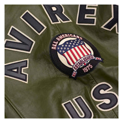 Best Seller Men’s Iconic Avirex Leather Jacket Olive Green Leather Bomber Jacket Aviator Style