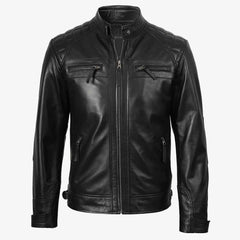 Johnson Men’s Quilted Biker Black Leather Jacket – Premium Motorcycle Style | Regals Leather