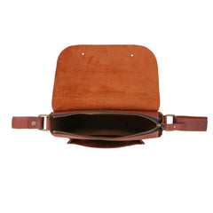 Adjustable Strap & Crossbody Messenger Men’s Genuine Leather Bag Reddish-Brown