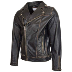 Regals Leather Classic Men's Leather Biker Brando Design Jacket Sean Vintage Black