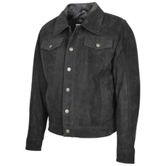 Men’s Real Suede Trucker Harrington Jacket – Daryl Black Leather Jacket